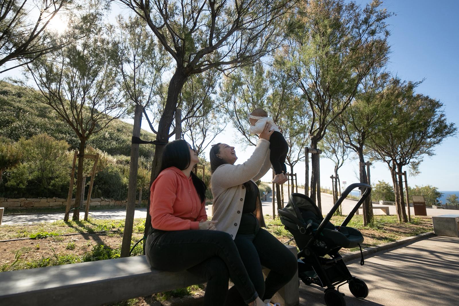 Family moment in a park